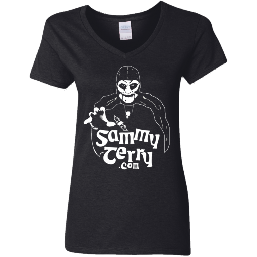 Sammy  1-Hand Ladies V-Neck Black T-Shirt