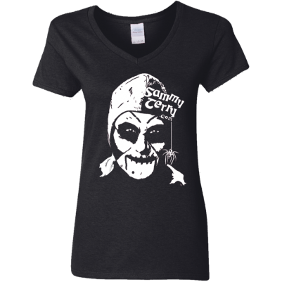 Sammy Face BW Ladies V-Neck Black T-Shirt
