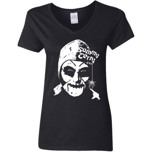 Sammy Face BW Ladies V-Neck Black T-Shirt