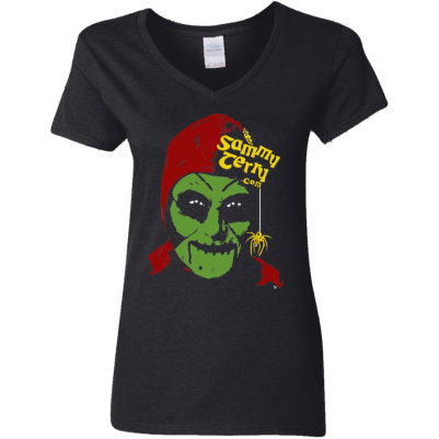 Sammy Face Color Ladies V-Neck  Black T-Shirt